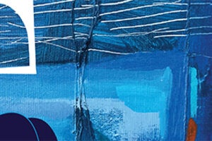 illustration with figure, clouds and rain