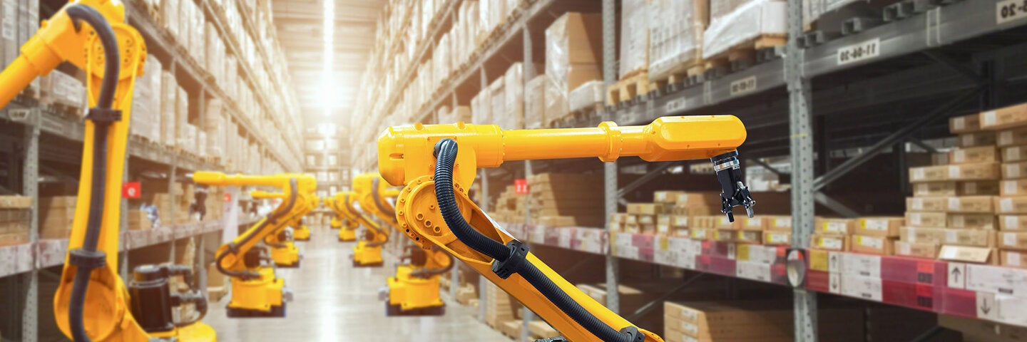 Robots in an automated warehouse