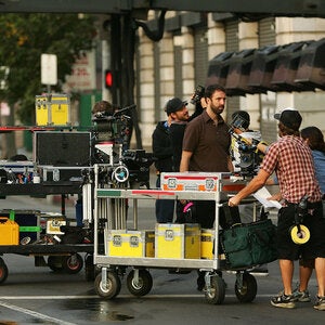 setting up a location for filming